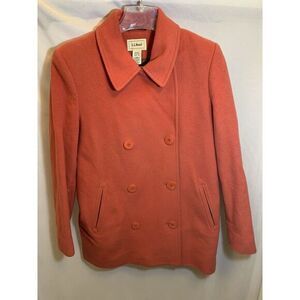 Women's Size 10 L.L. Bean Coral Wool‎ Cashmere Blend Pea Coat